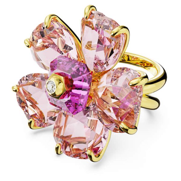 Idyllia cocktail ring Flower, Pink, Gold-tone plated - Image 2