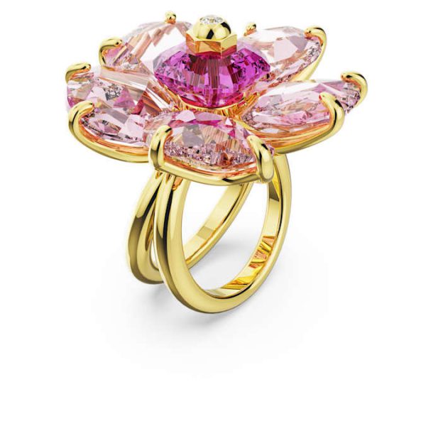 Idyllia cocktail ring Flower, Pink, Gold-tone plated - Image 3