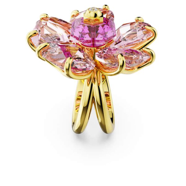 Idyllia cocktail ring Flower, Pink, Gold-tone plated - Image 4