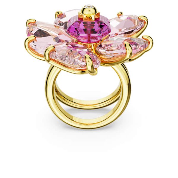 Idyllia cocktail ring Flower, Pink, Gold-tone plated - Image 5