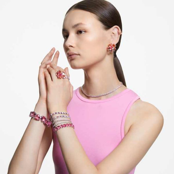 Idyllia cocktail ring Flower, Pink, Gold-tone plated - Image 6