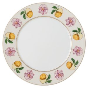 Idyllia dinner plate Porcelain, Crystal print motif, Lily citron, Multicolored