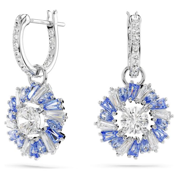 Idyllia drop earrings Mixed cuts, Flower, Blue, Rhodium plated - Image 2