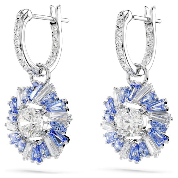 Idyllia drop earrings Mixed cuts, Flower, Blue, Rhodium plated - Image 4