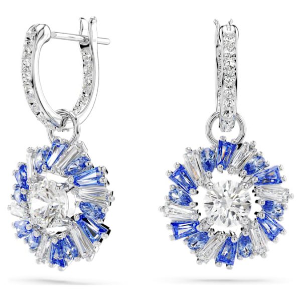 Idyllia drop earrings Mixed cuts, Flower, Blue, Rhodium plated - Image 6