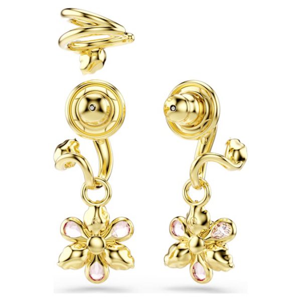 Idyllia earrings Set (3), Mixed cuts, Flower, Multicolored, Gold-tone plated - Image 4
