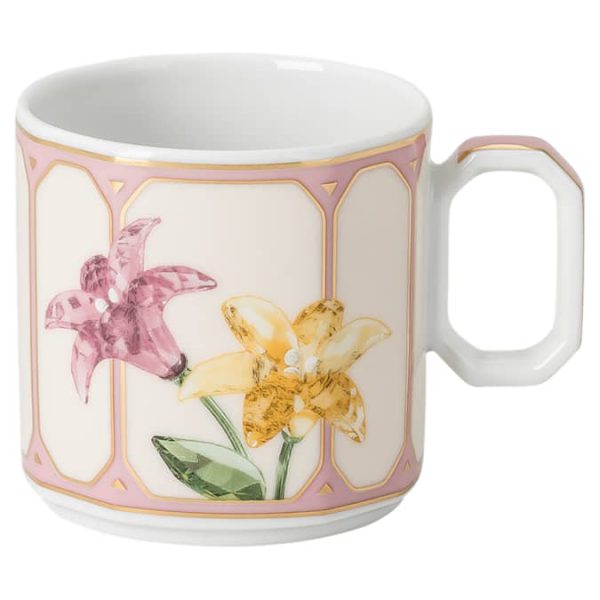 Idyllia espresso cup with saucer Porcelain, Crystal print motif, Citron, Multicolored - Image 4
