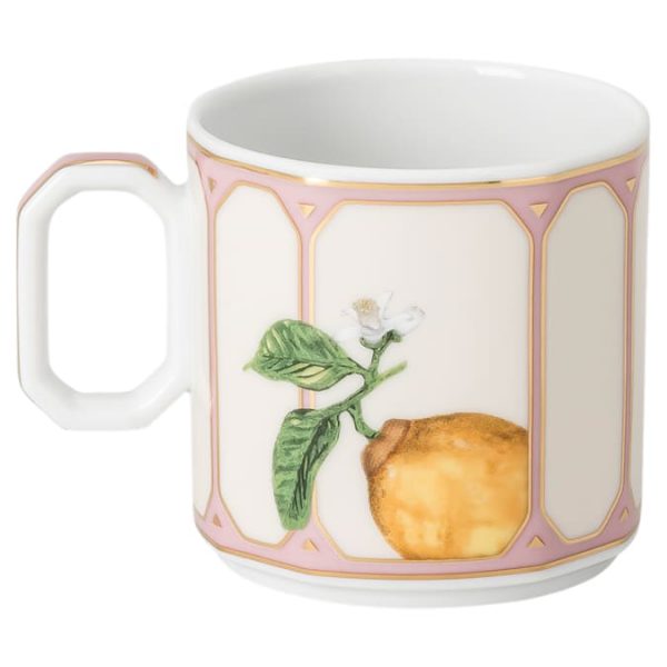 Idyllia espresso cup with saucer Porcelain, Crystal print motif, Citron, Multicolored - Image 5