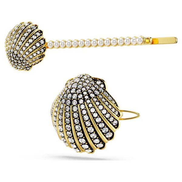 Idyllia hair pin Set (2), Shell, White, Mixed metal finish - Image 3