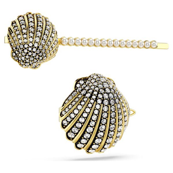Idyllia hair pin Set (2), Shell, White, Mixed metal finish - Image 4