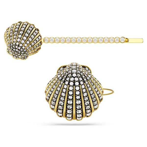 Idyllia hair pin Set (2), Shell, White, Mixed metal finish - Image 2