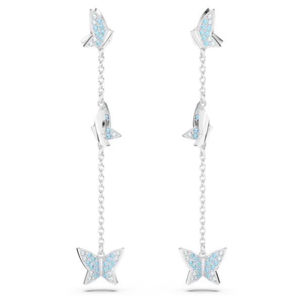 Idyllia Lilia drop earrings Butterfly, Blue, Rhodium plated - Image 2