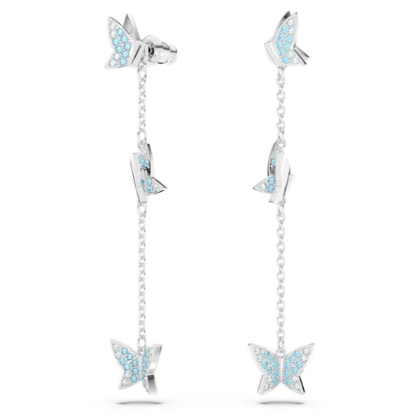 Idyllia Lilia drop earrings Butterfly, Blue, Rhodium plated - Image 3