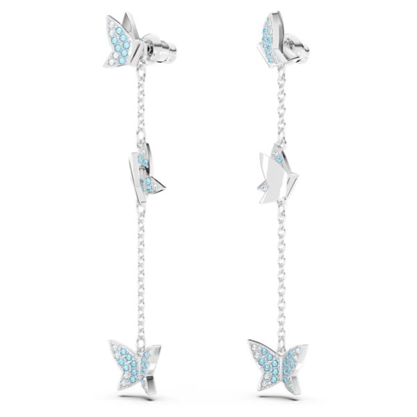 Idyllia Lilia drop earrings Butterfly, Blue, Rhodium plated - Image 4