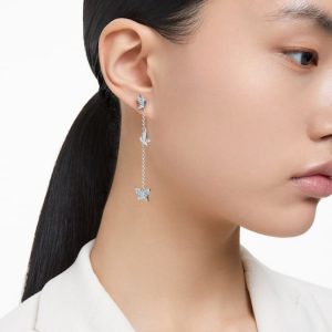 Idyllia Lilia drop earrings Butterfly, Blue, Rhodium plated