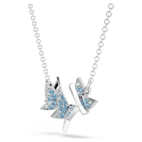 Idyllia Lilia necklace Butterfly, Blue, Rhodium plated - Image 3