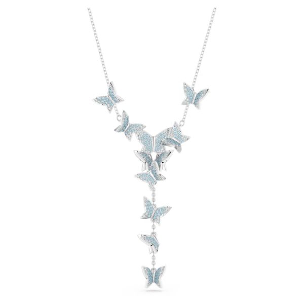 Idyllia Lilia Y necklace Butterfly, Blue, Rhodium plated - Image 2