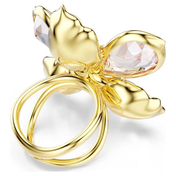 Idyllia motif ring Mixed cuts, Flower, Multicolored, Gold-tone plated - Image 5