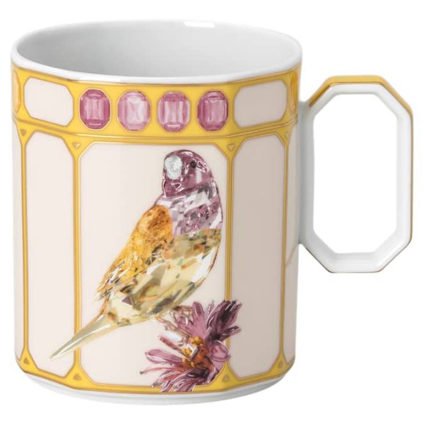 Idyllia mug Porcelain, Crystal print motif, Finch, Yellow - Image 4