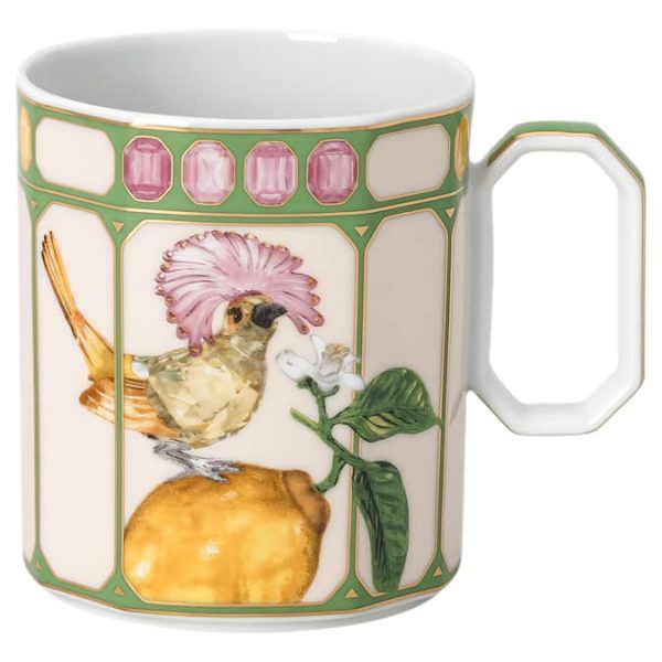 Idyllia mug Porcelain, Crystal print motif, Flycatcher, Green - Image 4