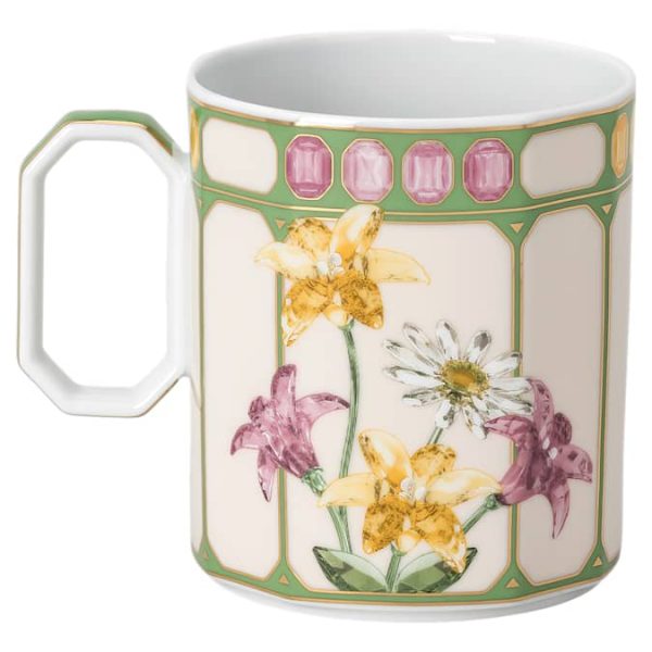 Idyllia mug Porcelain, Crystal print motif, Flycatcher, Green - Image 5
