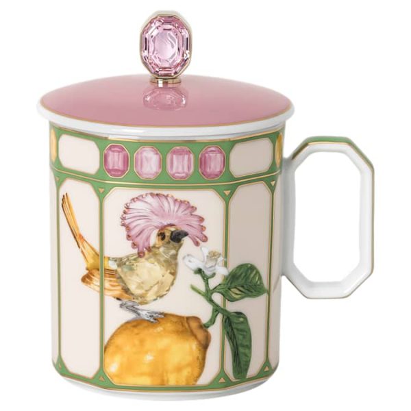 Idyllia mug Porcelain, Crystal print motif, Flycatcher, Green - Image 6