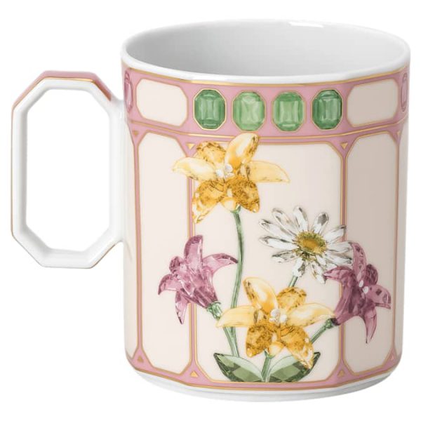 Idyllia mug Porcelain, Crystal print motif, Flycatcher, Pink - Image 2
