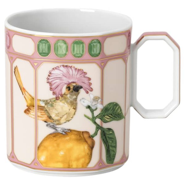 Idyllia mug Porcelain, Crystal print motif, Flycatcher, Pink - Image 3