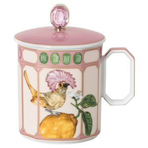 Idyllia mug Porcelain, Crystal print motif, Flycatcher, Pink