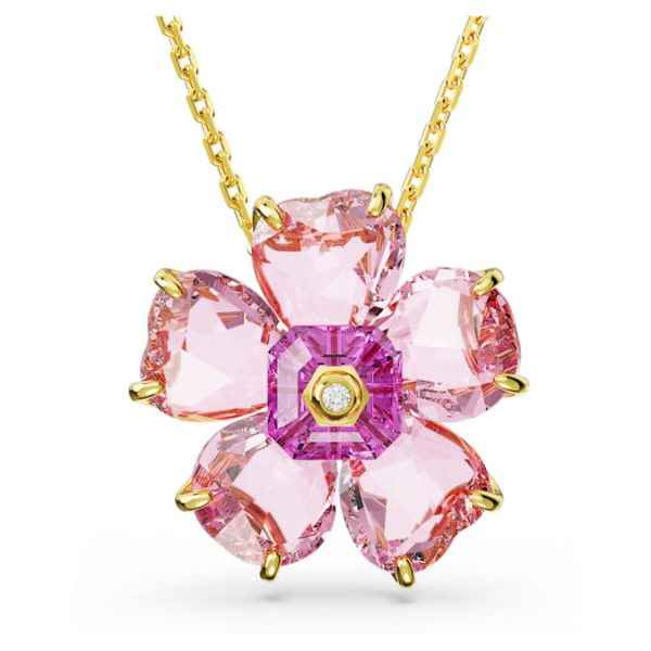 Idyllia necklace Flower, Pink, Gold-tone plated - Image 2