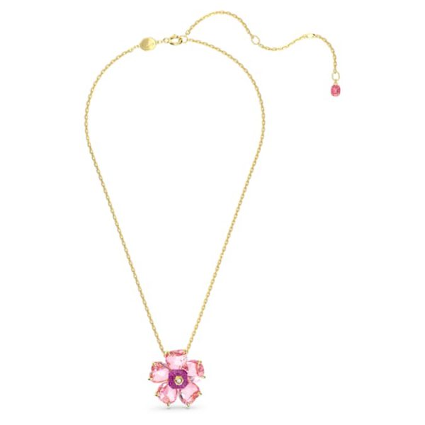 Idyllia necklace Flower, Pink, Gold-tone plated - Image 3