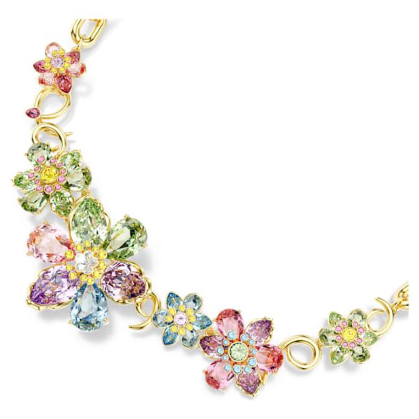 Idyllia necklace Mixed cuts, Flower, Multicolored, Gold-tone plated - Image 5