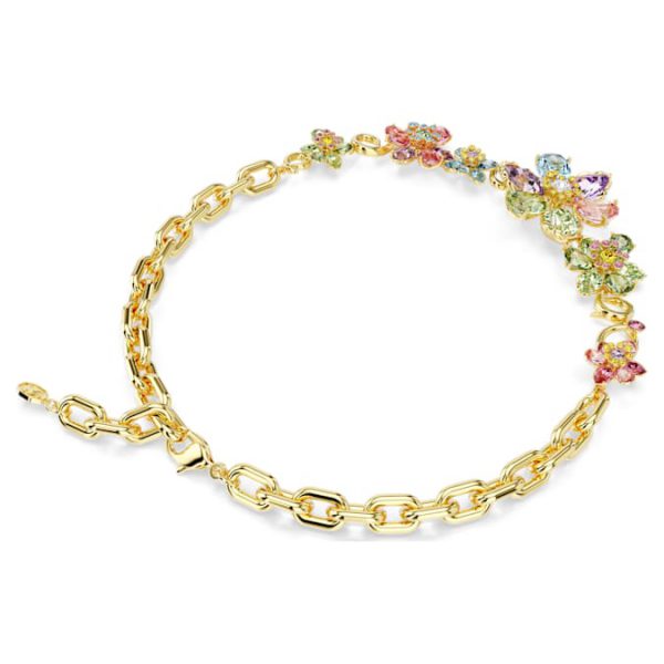 Idyllia necklace Mixed cuts, Flower, Multicolored, Gold-tone plated - Image 6