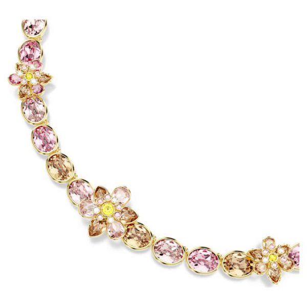 Idyllia necklace Mixed cuts, Flower, Multicolored, Gold-tone plated - Image 5