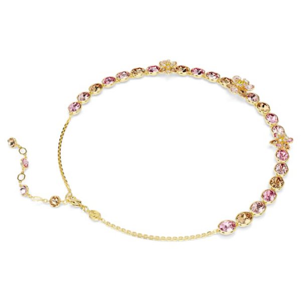 Idyllia necklace Mixed cuts, Flower, Multicolored, Gold-tone plated - Image 6