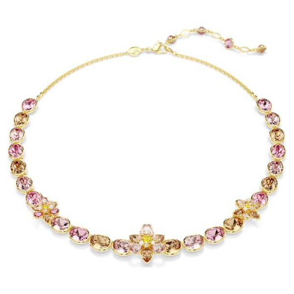 Idyllia necklace Mixed cuts, Flower, Multicolored, Gold-tone plated - Image 8