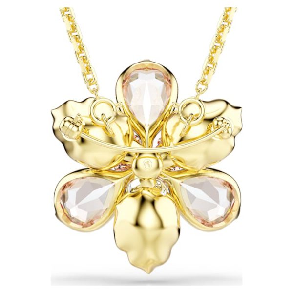 Idyllia pendant and brooch Mixed cuts, Flower, Multicolored, Gold-tone plated - Image 6