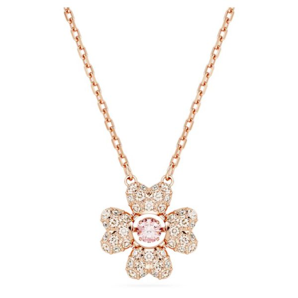 Idyllia pendant Clover, White, Rose gold-tone plated - Image 2