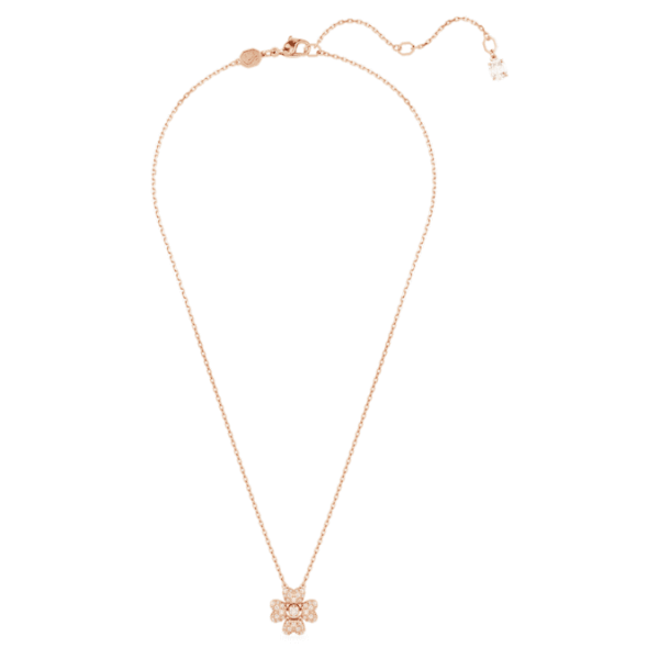 Idyllia pendant Clover, White, Rose gold-tone plated - Image 3