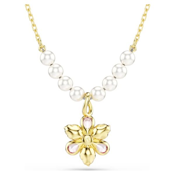 Idyllia pendant Crystal pearl, Mixed cuts, Flower, Multicolored, Gold-tone plated - Image 6