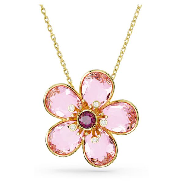 Idyllia pendant Flower, Small, Pink, Gold-tone plated - Image 2