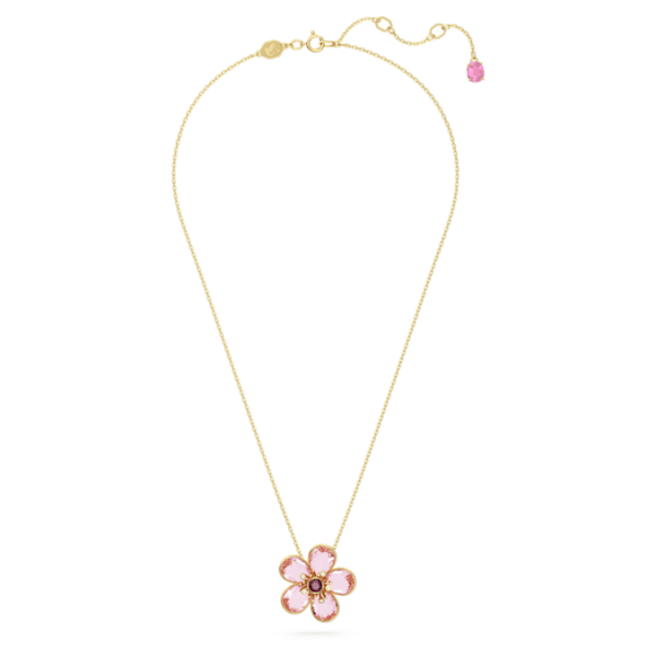 Idyllia pendant Flower, Small, Pink, Gold-tone plated - Image 3
