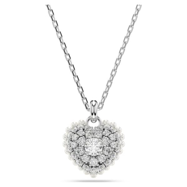 Idyllia pendant Heart, White, Rhodium plated - Image 2