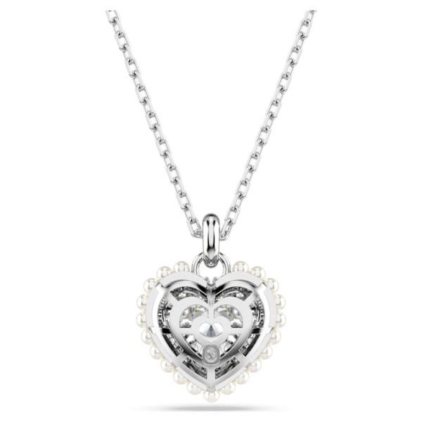 Idyllia pendant Heart, White, Rhodium plated - Image 5