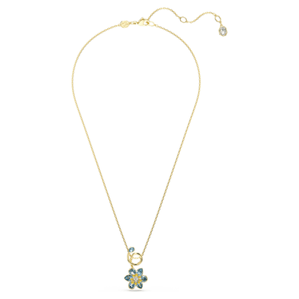 Idyllia pendant Mixed cuts, Flower, Blue, Gold-tone plated - Image 3