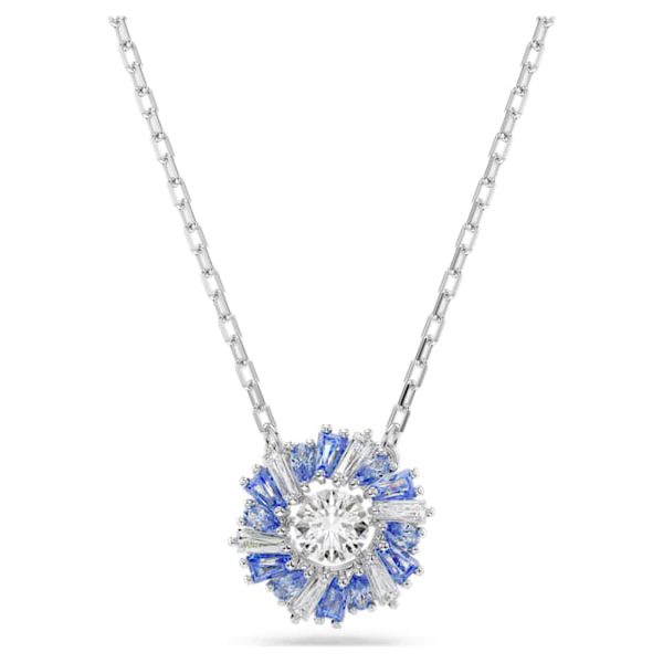 Idyllia pendant Mixed cuts, Flower, Blue, Rhodium plated - Image 2