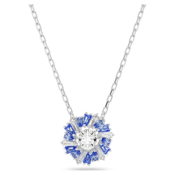 Idyllia pendant Mixed cuts, Flower, Blue, Rhodium plated - Image 6