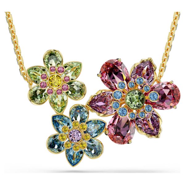 Idyllia pendant Mixed cuts, Flower, Multicolored, Gold-tone plated - Image 2