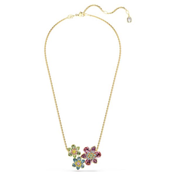 Idyllia pendant Mixed cuts, Flower, Multicolored, Gold-tone plated - Image 3