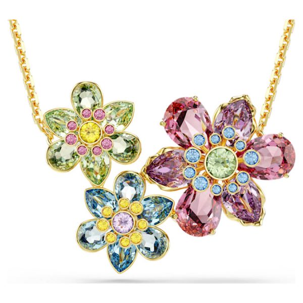 Idyllia pendant Mixed cuts, Flower, Multicolored, Gold-tone plated - Image 7